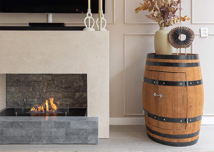 Natuursteen schouw Vrijstaande haard