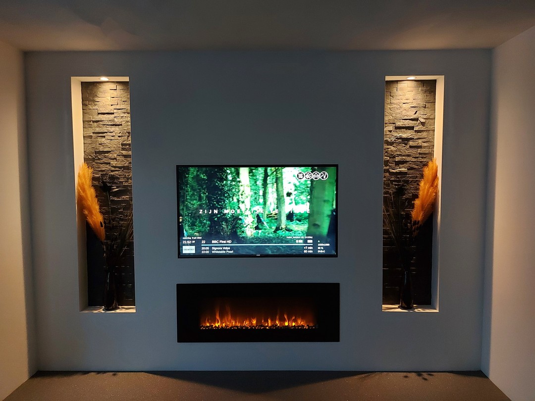 Electric fireplace in a cinewall