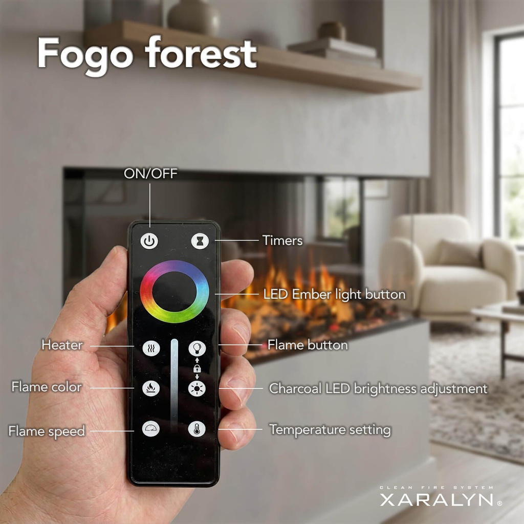 Fogo Forest cinewall inbouwhaard afstandsbediening informatie