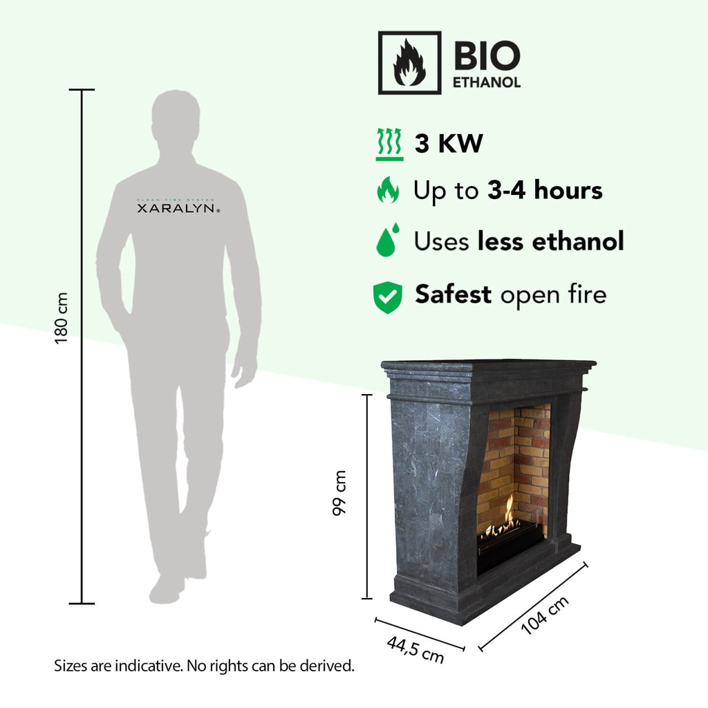 Kreta Mini bio-ethanol haard specificaties