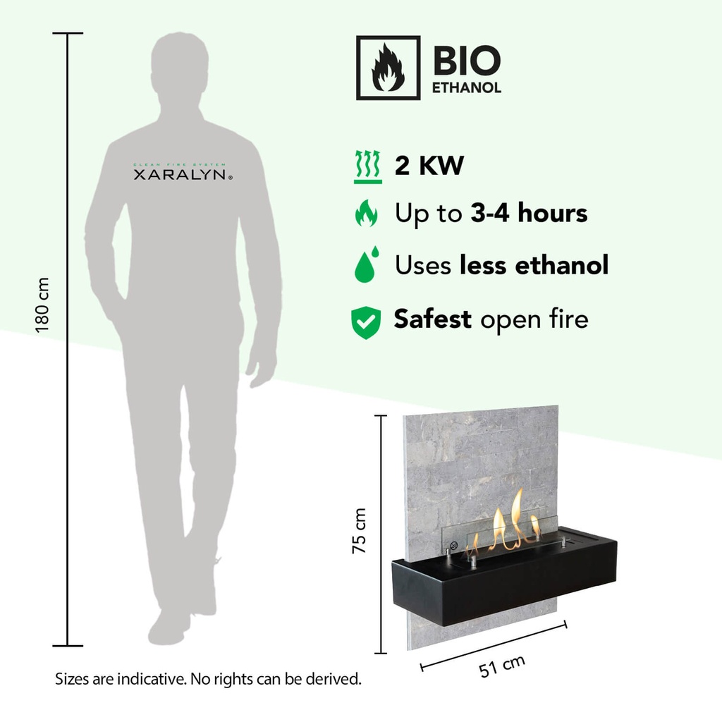 Quero bio-ethanol wandhaard specificaties