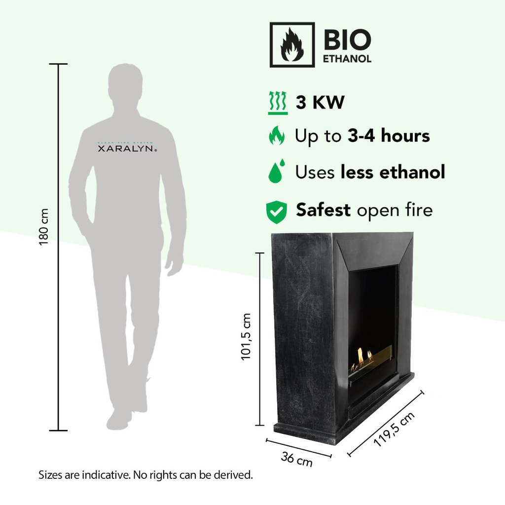 Nero bio-ethanol haard specificaties