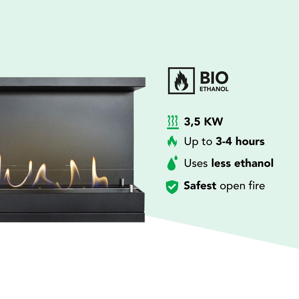 Inbouwunit XL Panorama bio-ethanol haard