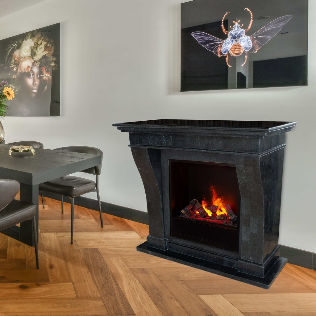 REFURBISHED | Kreta natuursteen zwart gepolijste schouw