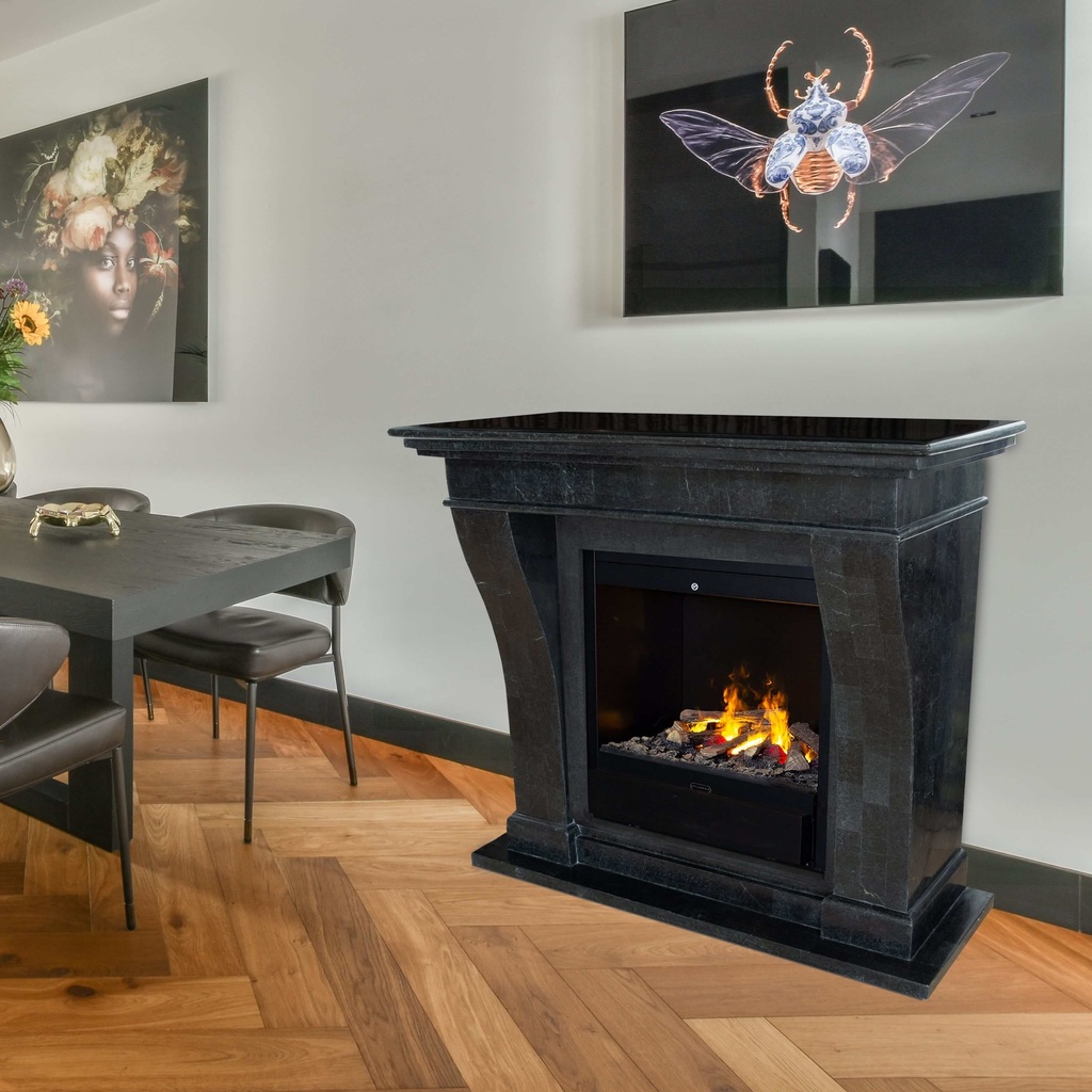 REFURBISHED | Kreta natuursteen zwart gepolijste schouw