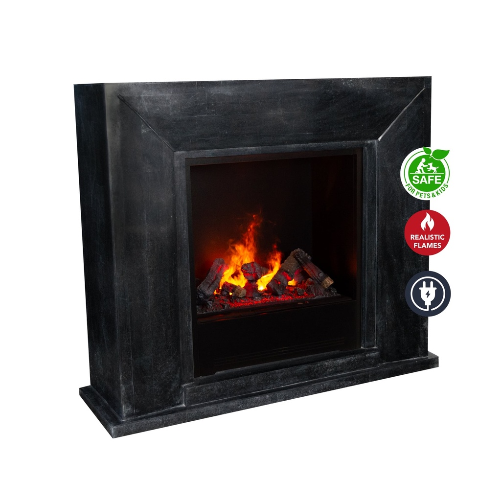 REFURBISHED | Nero natuursteen zwart gepolijste schouw