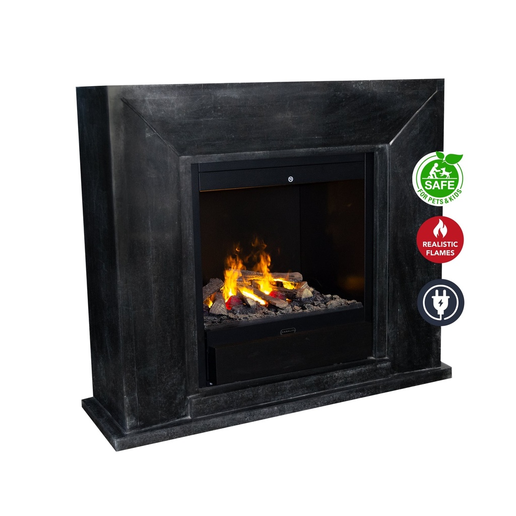 REFURBISHED | Nero natuursteen zwart gepolijste schouw