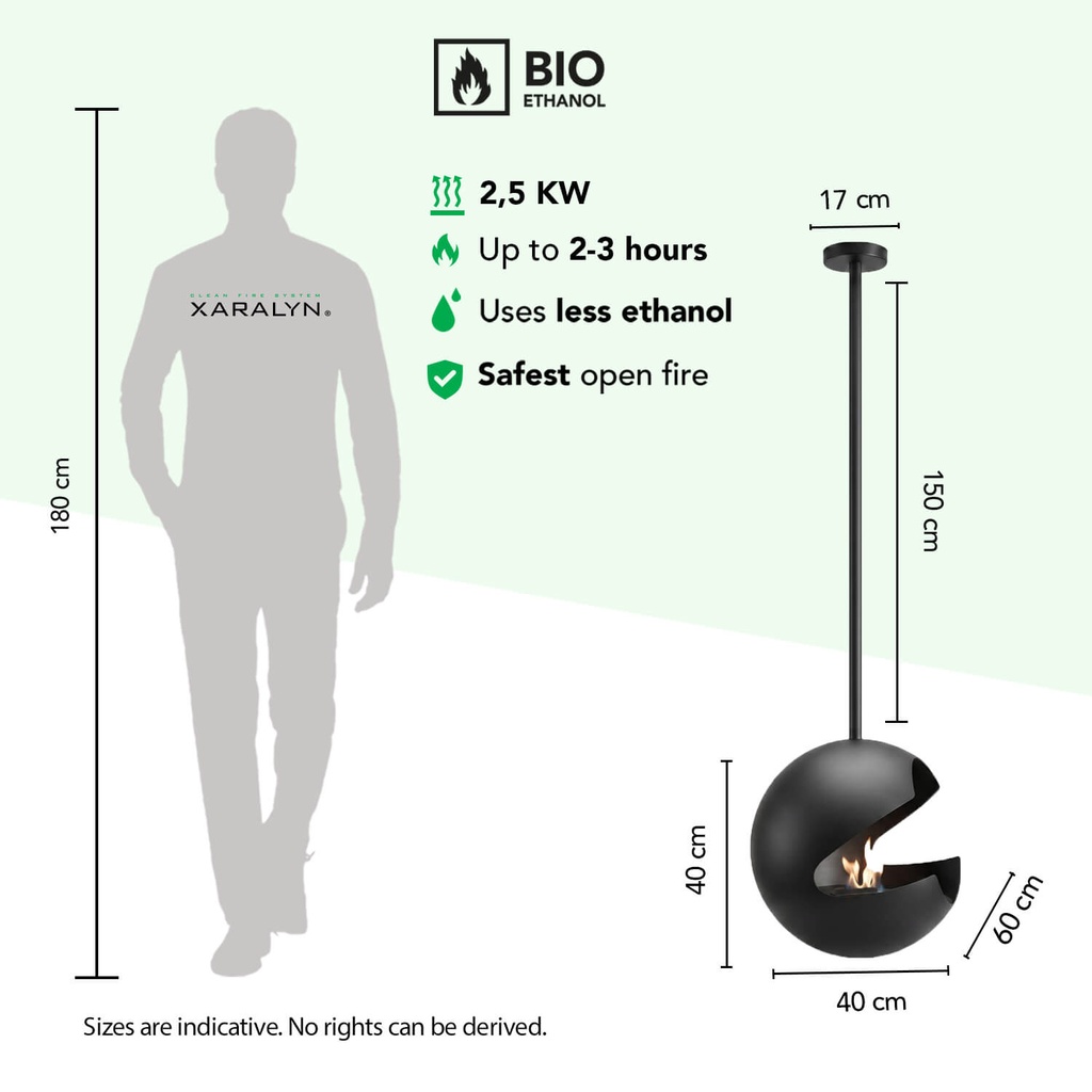 Halo Base hangende bio-ethanol haard