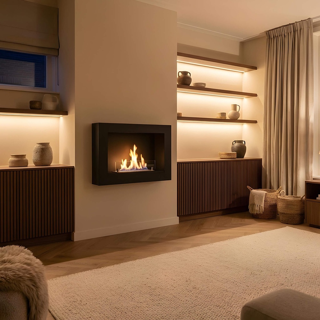 REFURBISHED | Riano bio-ethanol wandhaard (Zwart RAL9005)