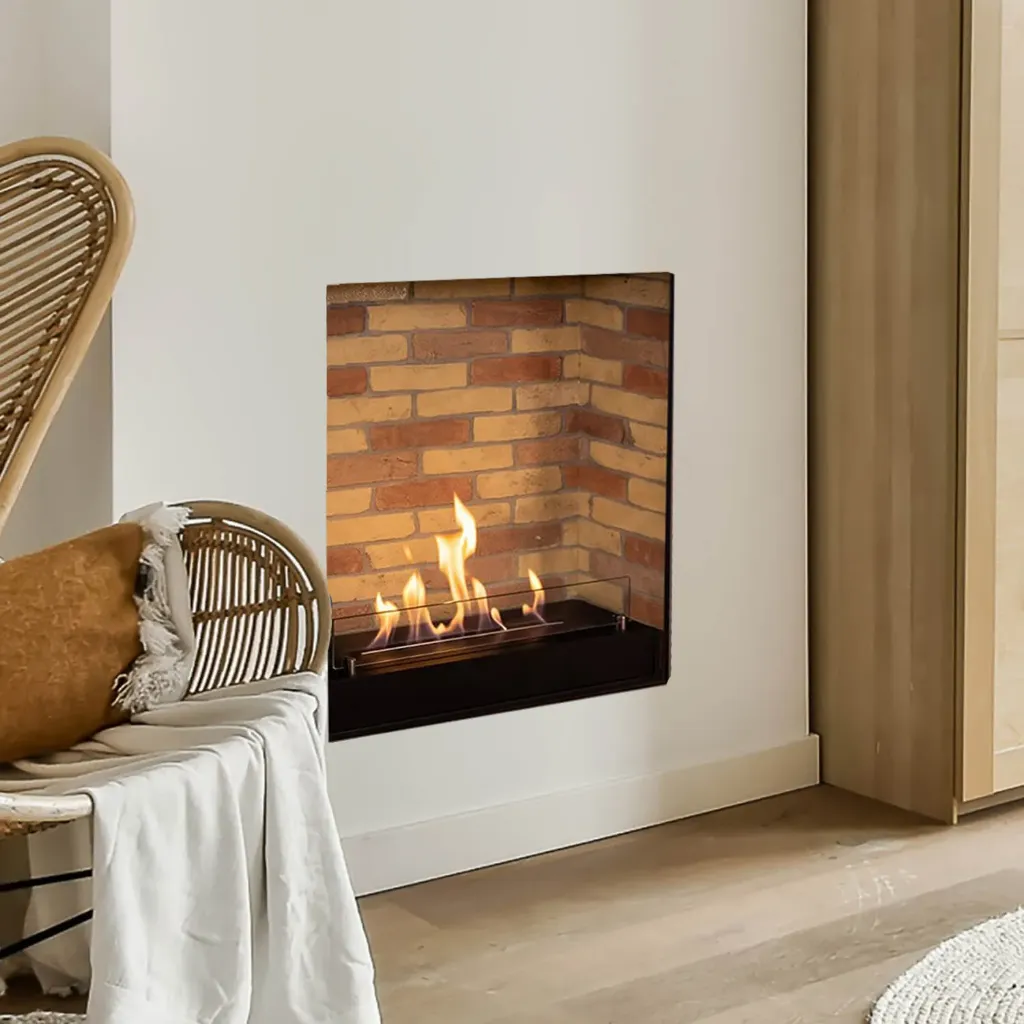 [8717853928086] Unité encastrable L décor pierre cheminée encastrée au bioéthanol