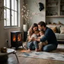 Cozy freestanding electric fireplace
