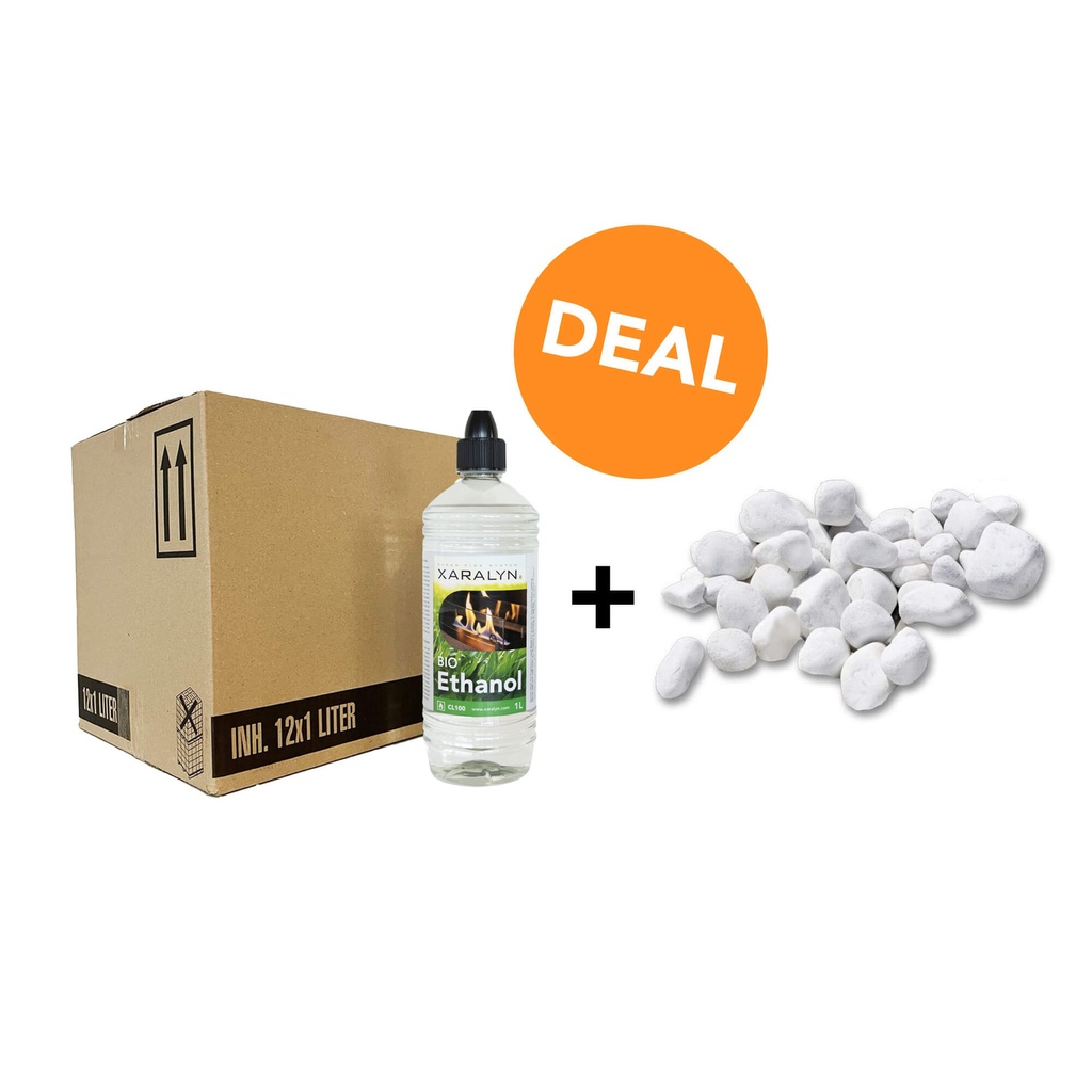 DEAL - Bioéthanol CL100 (12X 1 litre) + cailloux blancs