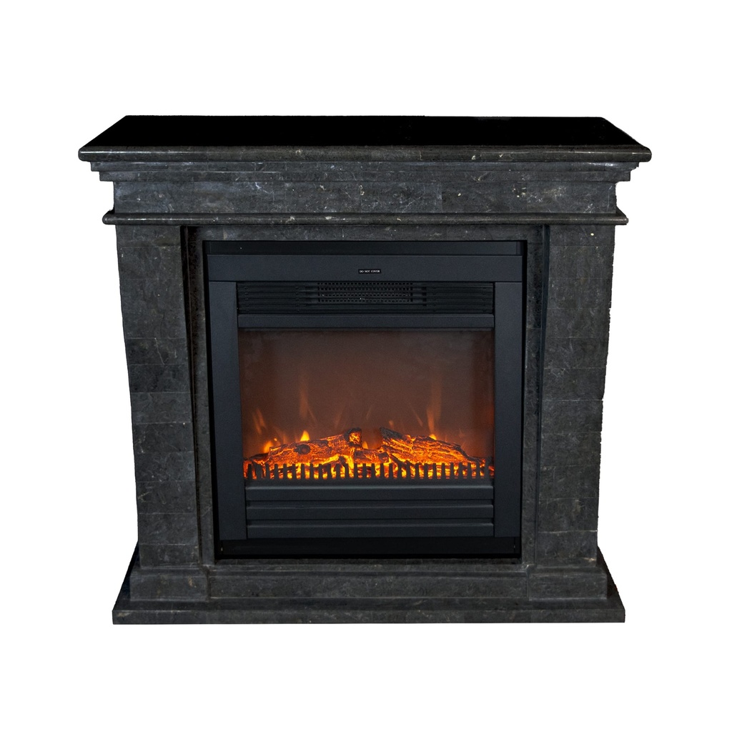 RECONDITIONNÉ | Kreta Mini noir cheminée en pierre naturelle poli (Lucius)