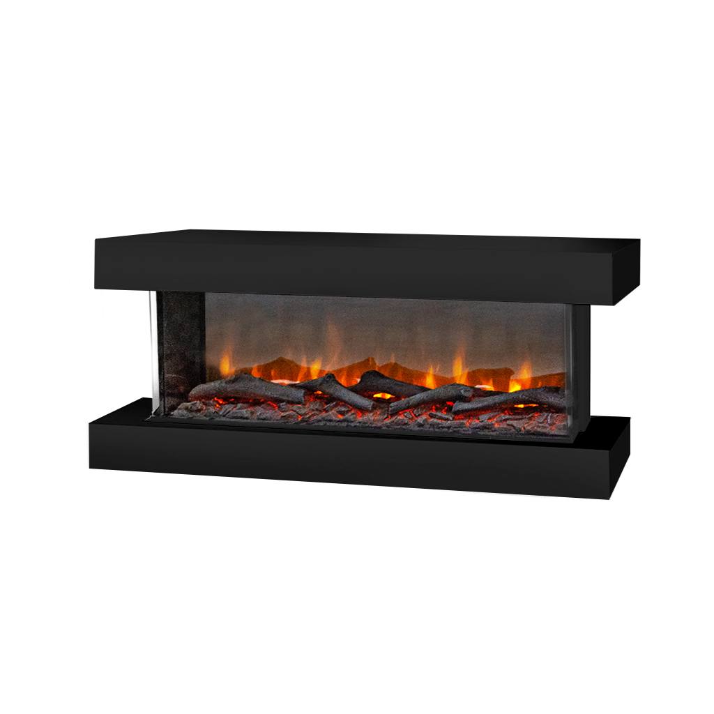 [8717853923975] Disegno S 3-sided electric LED wall fireplace (Black RAL9005, 90 cm)