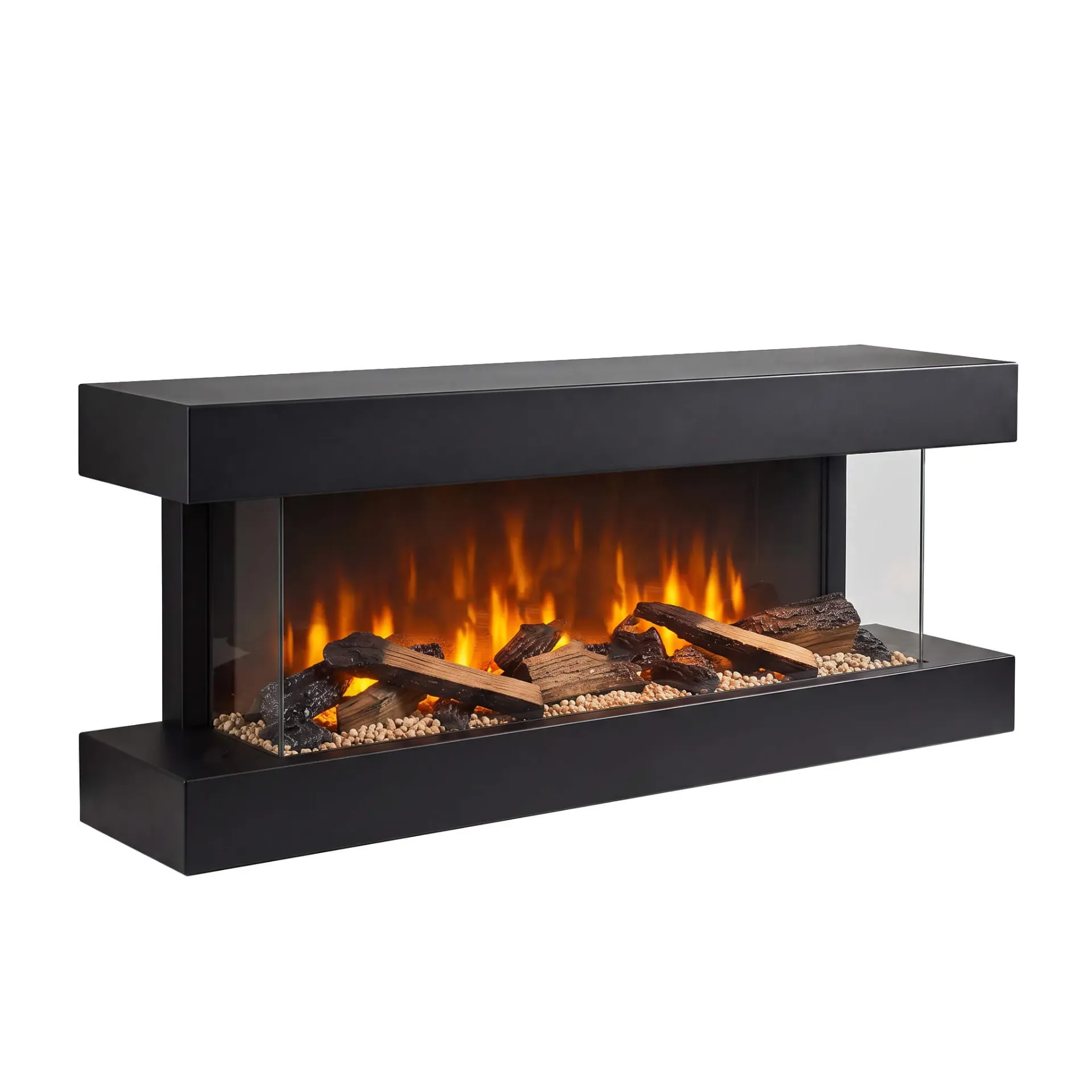 [8717853923975] Disegno S 3-zijdige elektrische LED wandhaard (Zwart RAL9005, 90 cm)