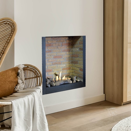 Built-in unit L stone decor bioethanol fireplace