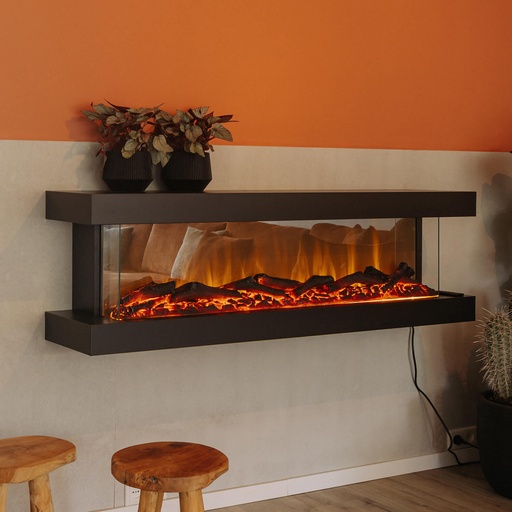 Disegno S 3-sided electric LED wall fireplace